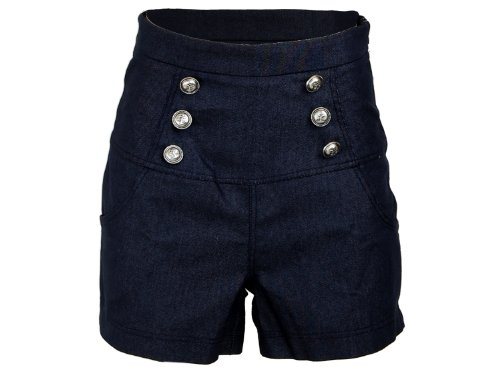 Sailor Denim Nautical Anchor Rockabilly High Waist Women's Shorts Hotpants(FBA)