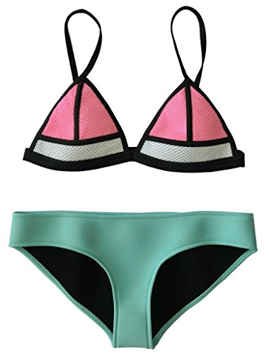 MUXILOVE Women Neoprene Wet Suit Top & Bottom Bikini Swimsuit Swimwear