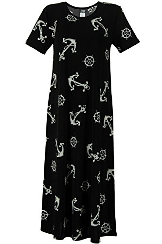 Jostar Women's Stretchy Long Dress Short Sleeve Print