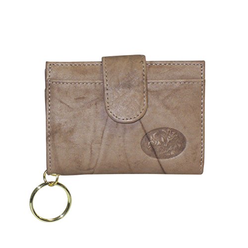 Buxton Womens Leather Tab Floral Embossed Card Case Wallet