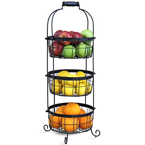 Algopix Similar Product 1 - Rustic 3 Tier Standing Fruit Baskets