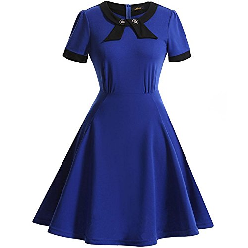 IHOT Women's 1950s Vintage Elegant Bow Casual Retro Evening Party Swing Dress.