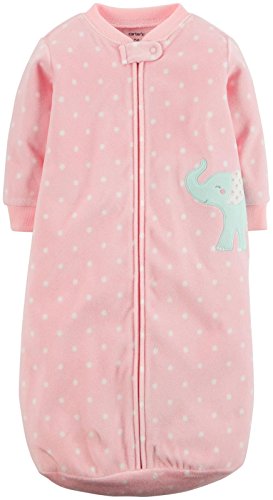 Carter's Baby Girls' Elephant Dot Fleece Sleepsuit (Baby), 0-9 months, Pink
