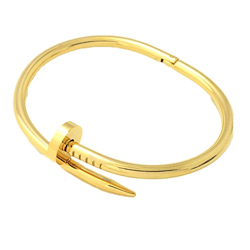 Summerford Newest Style Stainless Steel Nail Bracelet Silver Rose Gold 18K Real Gold Plated Women Jewelry Nail Screw Cuff Bangle