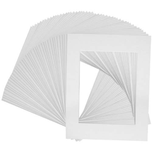 

US Art Supply® Brand Premium High Quality 5x7 White Picture Mat Matte Sets. Includes a Pack of 25 White Core Bevel Cut Mattes for 4x6 Photos, Pack of 25 White Core Backers & Pack of 25 Crystal Clear Plastic Sleeves Bags. All Made in the USA By Crescent.
