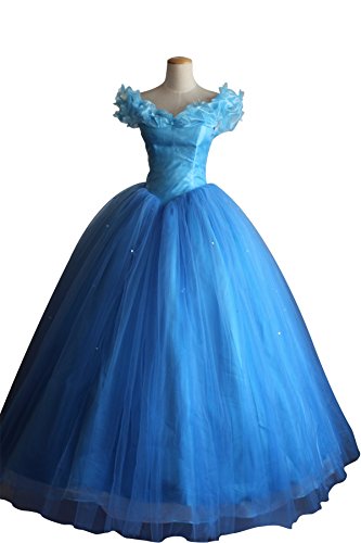 Cosrea Disney Cinderella 2015 Live Action Multilayer Tulle Adult Costume Dress (Large)