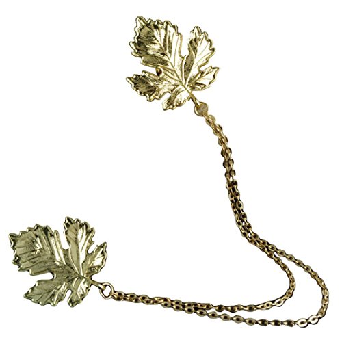 Voberry®New Jewelry Retro Cute Beautiful Tassel Chain Leaves Cute Pin Brooch Cardigan Sweater or Shawl Clip (Gold)