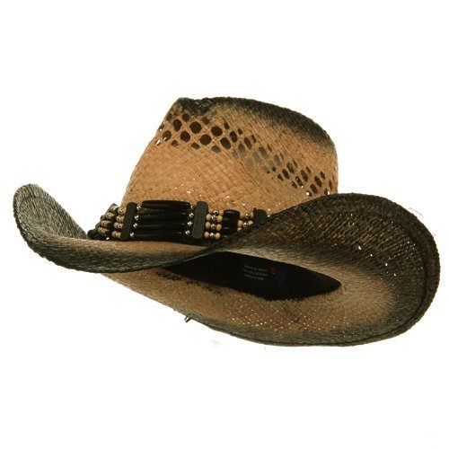 Outback Tea Stained Raffia Straw Hat-Natural Black Band W37S10C