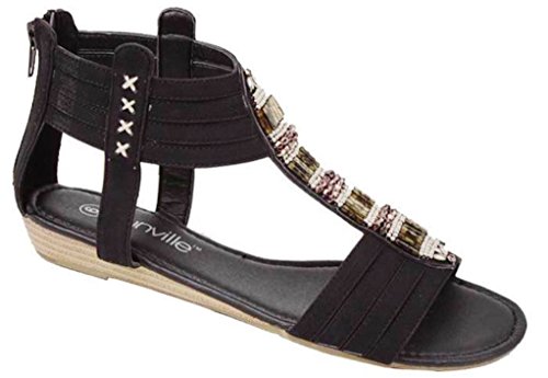 Hazel's Star Quad Straps Gladiator Sandal with Back Zip Closure and Padded Insole