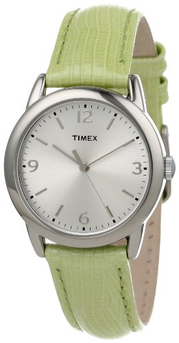 Timex Women's T2P1212M Green Metallic Lizard Patterned Leather Strap Watch