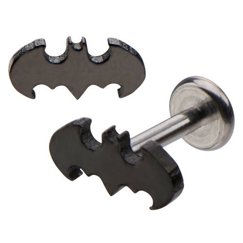 Labret lip tragus 316L Surgical Steel 16g 1/4' Black Batman Internally Threaded