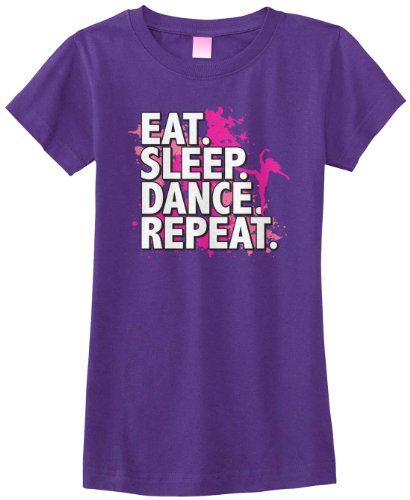 Threadrock Big Girls' Eat Sleep Dance Repeat Fitted T-Shirt