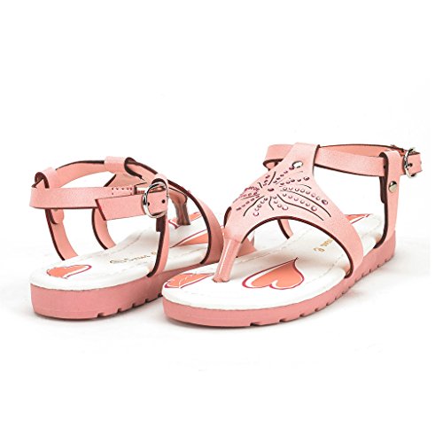 DREAM PAIRS Serena C BOBO-1 Girl's Summer Rhinestones Thong Ankle Strap Flat Sandals