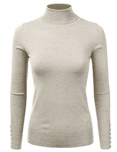 Doublju Womens Long Sleeve Stretchy Knit Turtleneck Sweater