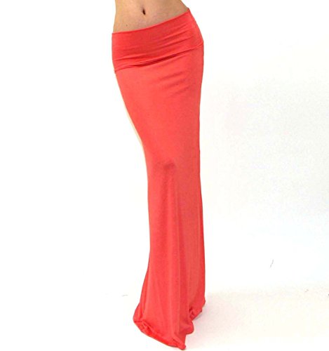 Vivicastle Women's Spand Long Solid Rayon Foldover Maxi Skirt