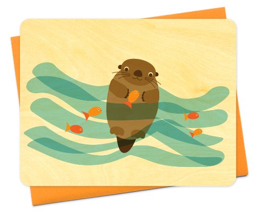 Algopix Similar Product 16 - Water Otter Wood Notecard by Night Owl