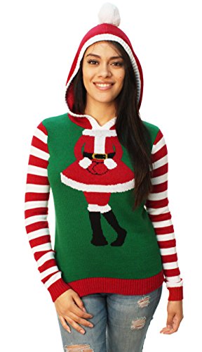Ugly Christmas Sweater Women's Cute Santa Girl Hooded Sweater
