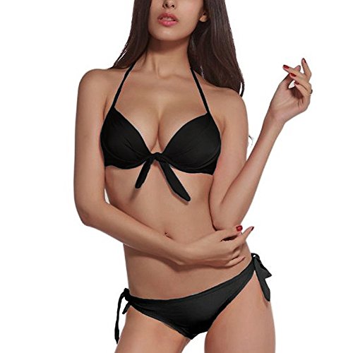 DJT Hot 2 PCS Women Sexy Halter Push Up Padded Bowknot Swimsuit Bikini Set