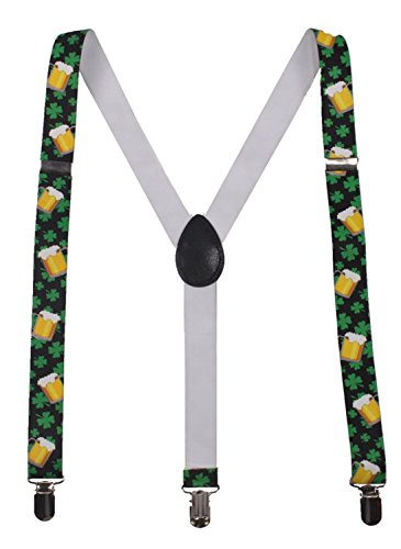 BODY STRENTH Patterned Suspenders Braces for Men Adjustable with Strong Clips