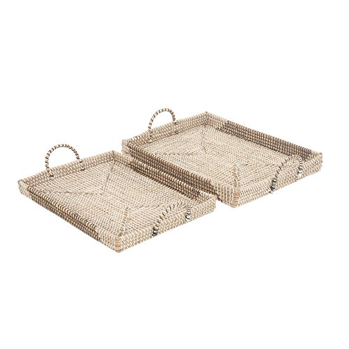 Algopix Similar Product 20 - Benzara Hand Made Seagrass Tray Set of