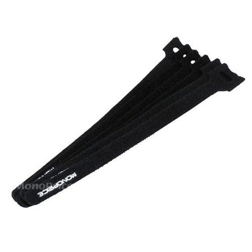 Monoprice Hook & Loop Fastening Cable Ties 9inch, 100pcs/Pack - Black