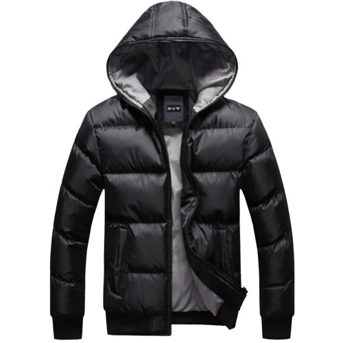 Hee Grand Men's Hooded Cotton-Padded Coat Black