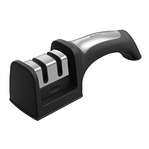 Kealive Messerschleifer 2 Stufen Messerschärfer Ergonomisches Design Anti-Rusch Matte Aluminium Oberfläche für Kochmesser , Obstmesser , Schere usw.