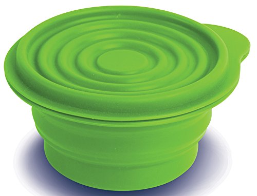 Perfect Life Ideas Collapsible Travel Dog Bowl Pet Feeder - Storage Container for Solid Food Treats Snacks Cereal Salads - Collapses for Easy Storage - Silicone Push up Pop Container Camp Bowl and Lid
