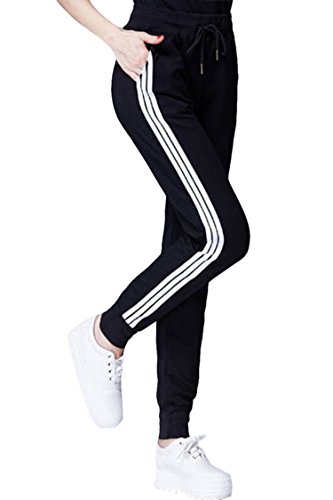 COCOLEGGINGS Womens Cotton Drawstring Elastic Waist Cuffed Jogger Sweatpants