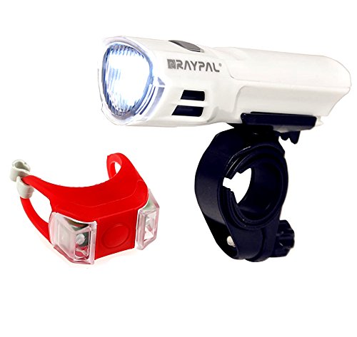 Benran Bicycle Light Set Super Bright 5 LED Headlight, waterproof Taillight, Quick-Release (White)