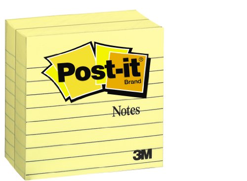 

Post-it Notes, 4 x 4-Inches, Canary Yellow, Lined, 300-Sheets/Pad, 2-Pads/Pack