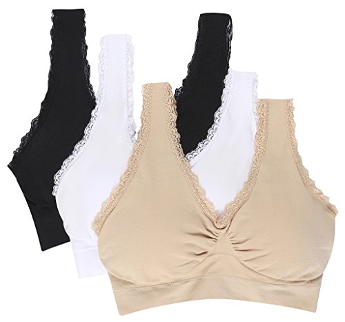 3 Pack Womens Seamless Pullover Sleep Bra Sports Bra