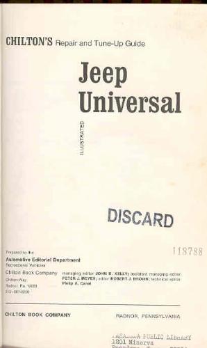 Chilton's repair and tune-up guide: Jeep Universal by Chilton Book Company