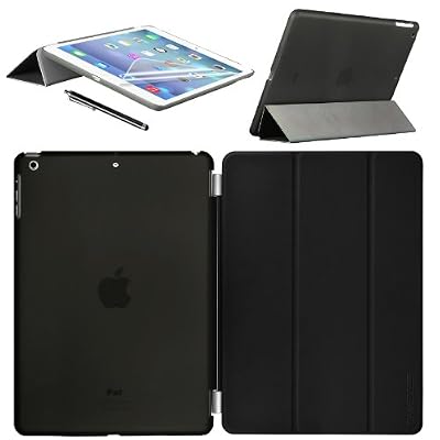 Swees® Apple iPad Mini 1/2/3 Housse Etui Magnétique Smart Cover Case + Coque Arrière Dure avec support et mise en veille automatique + FILM et Stylus - Qualité Suprême - Noir