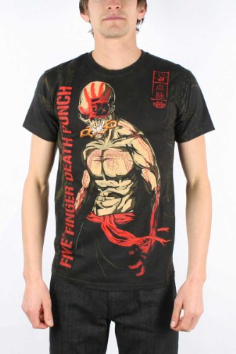 Five Finger Death Punch - Ninja All Over Mens T-Shirt In Black