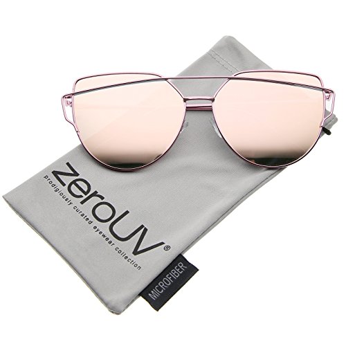 zeroUV - Oversize Metal Frame Thin Temple Color Mirror Flat Lens Aviator Sunglasses 62mm