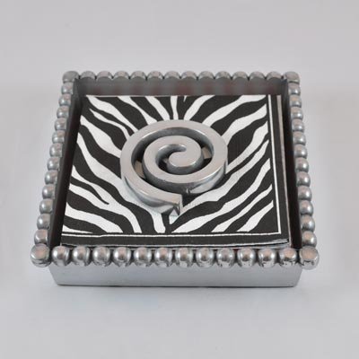 

Beaded Cocktail Napkin Box with Scroll Weight