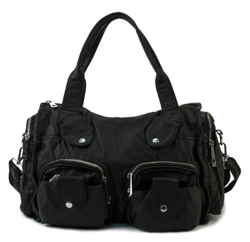 Scarleton Multi Zipper Washed Satchel H1344