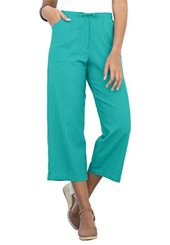 Jessica London Women's Plus Size Linen Blend Capris