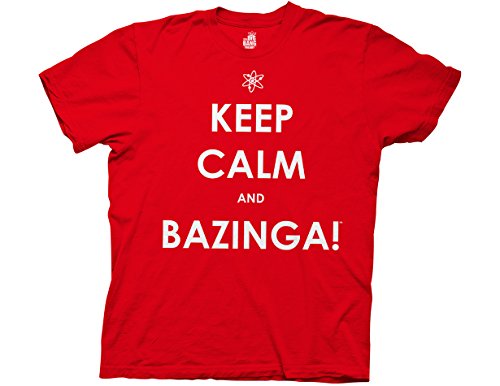 Ripple Junction Big Bang Theory Keep Calm and Bazinga Adult T-Shirt X-Large Red