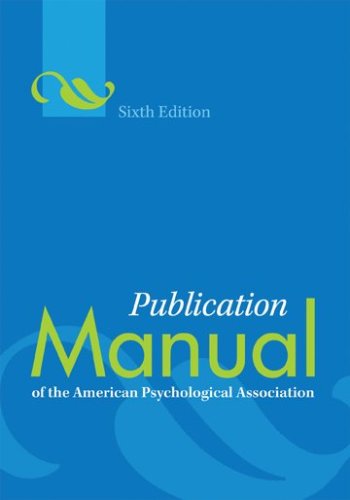 Publication Manual of the American Psychological Association by American Psychological Association