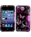 Premium Design Hard Crystal Case Cover for Apple iPod Touch 4G, 4th Generation, 4th Gen - Pink Butterfly Print