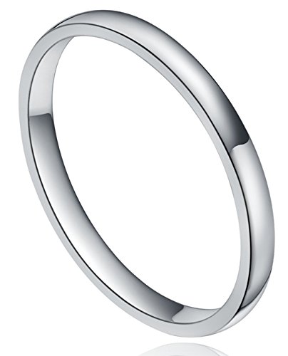 SOMEN TUNGSTEN 2MM Plain Dome Tungsten Metal Ring Wedding Band Ring Size 4-12
