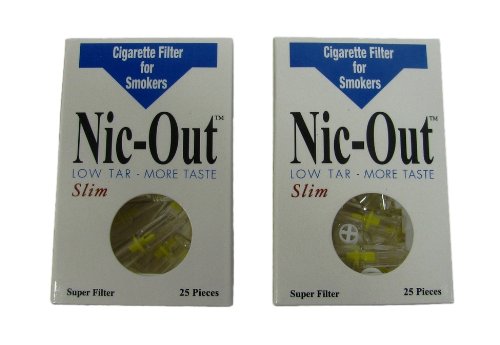 NIC-OUT SUPER SLIM Cigarette Filters 2 Packs (50 Filters) 5-6mm Smoking Free Tar & Nicotine Disposable Nicout Holders for Smokers DON'T QUIT SMOKING Nicfree