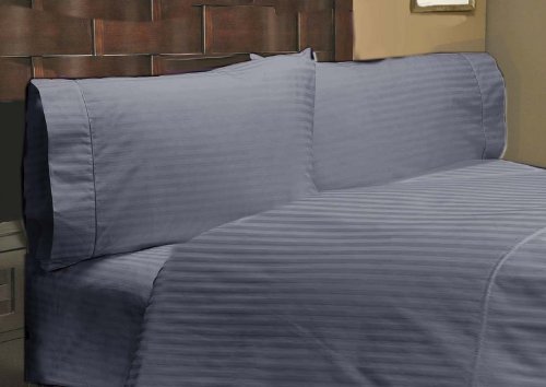 600 Thread Count 100% Egyptian Cotton Stripe Elephant Grey Full XL 18