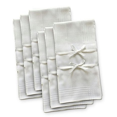 #1 Men's Handkerchief Hankie 6 pc Set White Soft, Durable, Absorbent Organic Bamboo