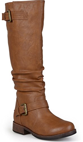 Journee Collection Womens Regular Sized and Wide-Calf Buckle Knee-High Riding Boot