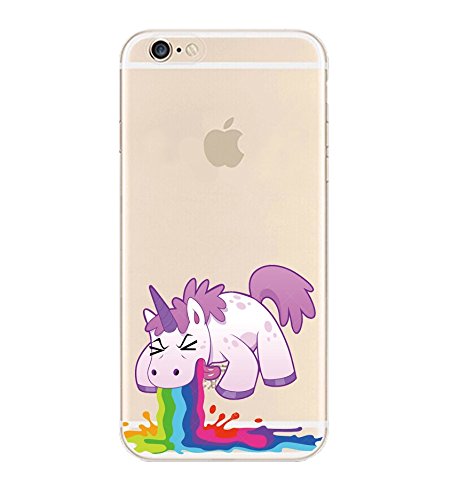 iPhone 6 Case, DECO FAIRY® Protective Case Bumper[Scratch-Resistant] [Perfect Fit] Translucent Silicone Clear Case Gel Cover for Apple iPhone 6 (Rainbow Unicorn iPhone 6 4.7