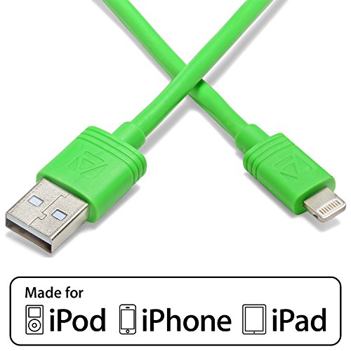 Aduro - Apple Certified / MFi [Lifetime Warranty] - USB to Lightning Long 6 FEET (2 Meters) Charge & Sync Cable fits all Apple Devices with Lightning Connector - iPhone 5 / 5S / 5C / 6, iPad 4, iPad Mini, iPad Air, New iPod Touch and Nano (Retail Packaging) Green