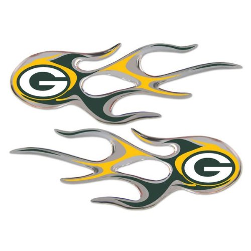 Green Bay Packers NFL Micro Flames Auto Decal 2 Pack for Car Truck Motorcycle Bike Mailbox Locker Sticker Football Licensed Team Logo